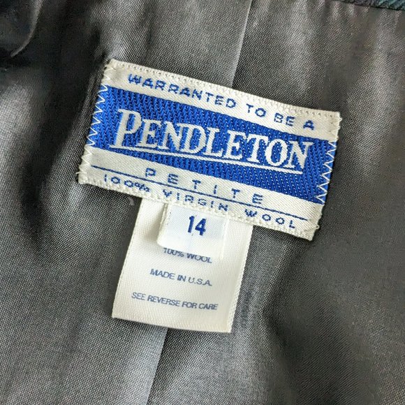 Pendleton Wool Navy/Green Plaid Longline Blazer - Picture 8 of 8